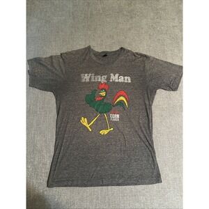 Corn Flakes Wing Man T Shirt Spellout Logo Graphic Print Men's Large